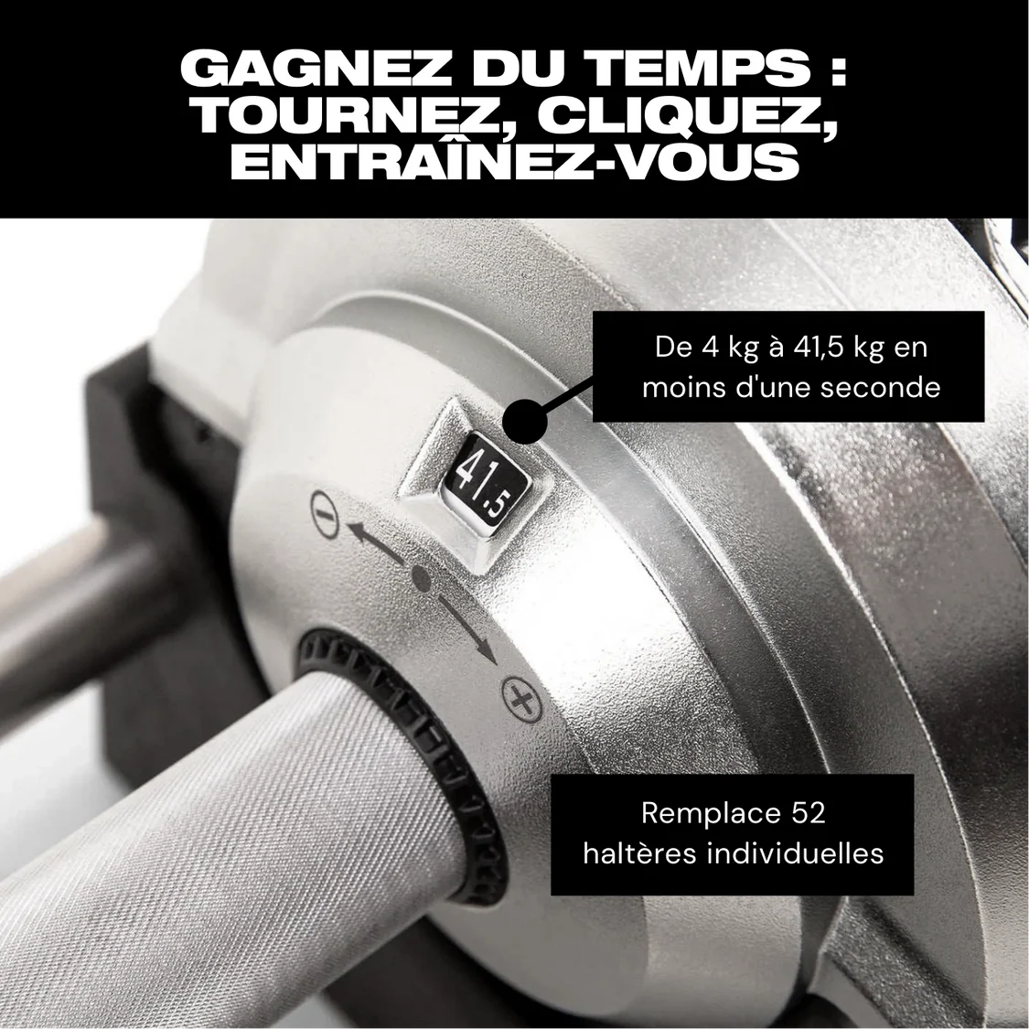 SmartBells™ Pro Haltères Réglables 41,5 kg – Chrome