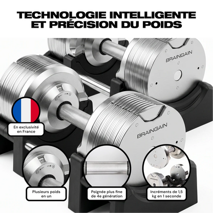 SmartBells™ Pro Haltères Réglables 41,5 kg – Chrome
